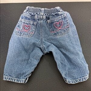 Stylish Kids Blue Jeans with Heart Embroidery 90’s